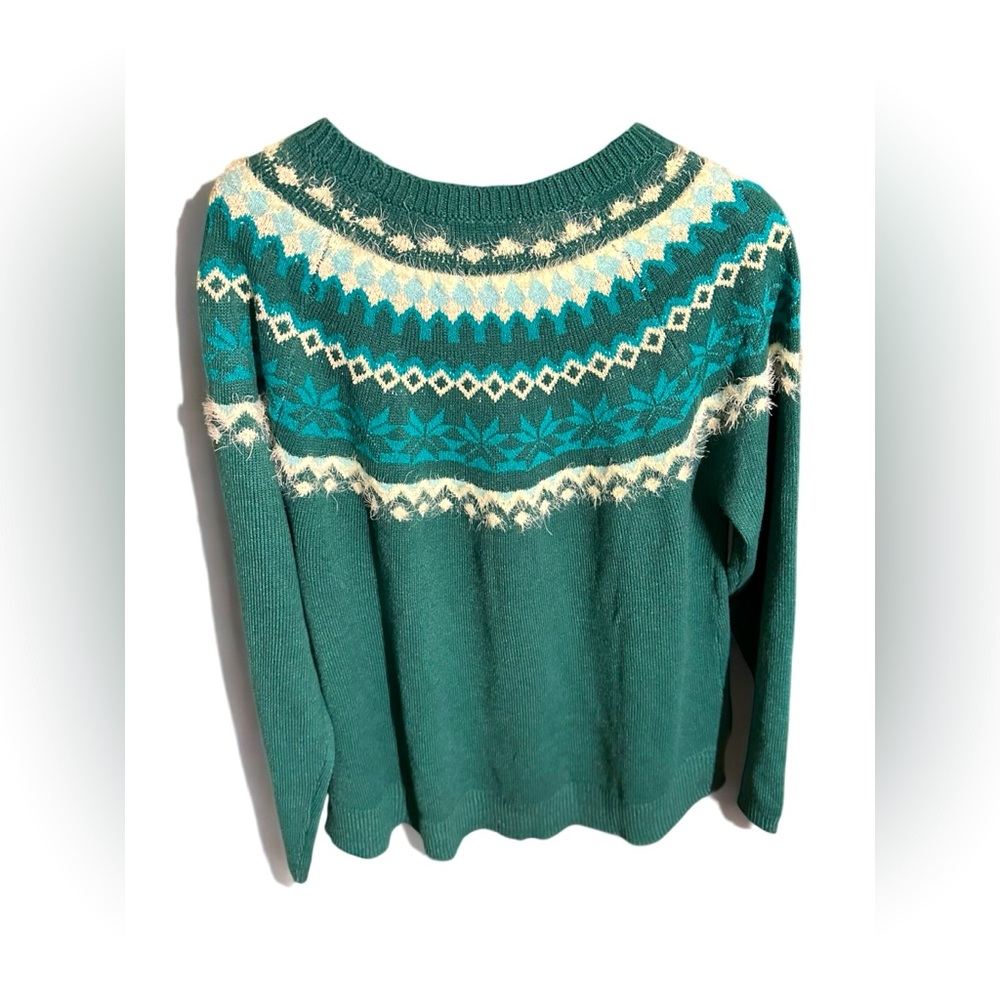 Eddie Bauer | Green Patterned Ribbed Acrylic Sweater | Size XL NWOT